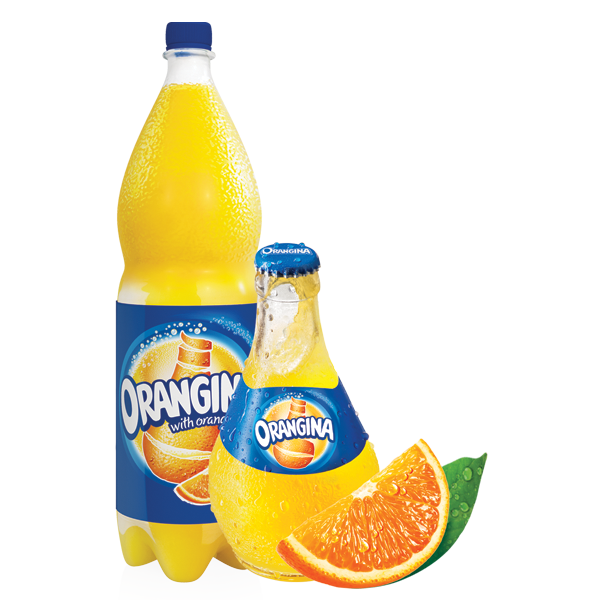 نوشابه گازدار با پالپ واقعی پرتقال اورنجینا